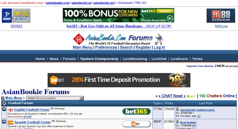 Giao diện diễn đàn AsianBookie