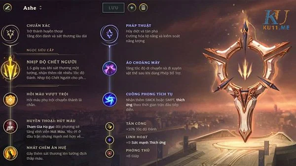 Bảng ngọc bổ trợ mới nhất của Ashe