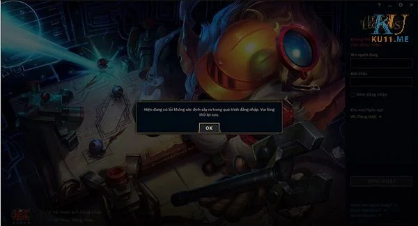 Lỗi không đăng nhập được Garena
