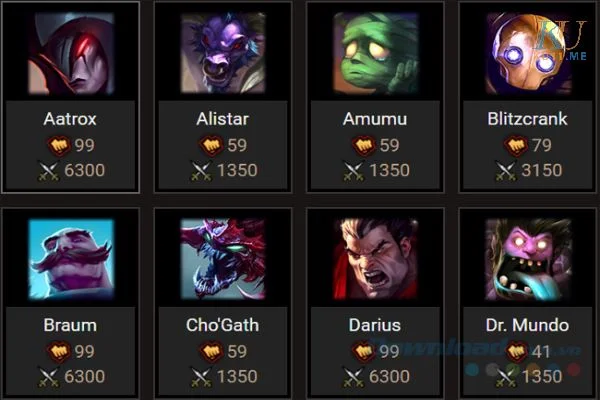 Một số tướng có thể đảm nhận vị trí tanker trong LOL