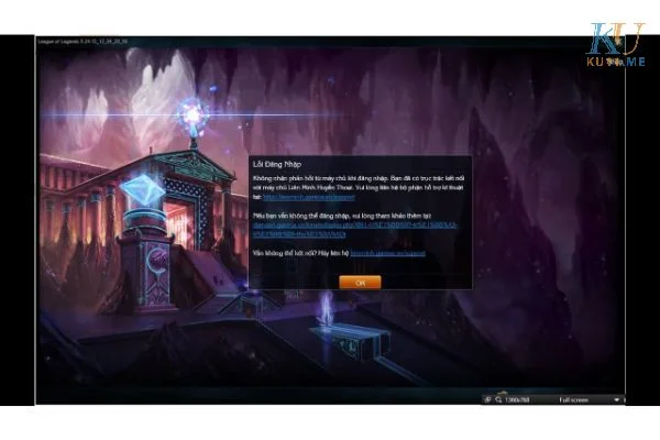 Lỗi không xác định vui lòng cập nhật garena