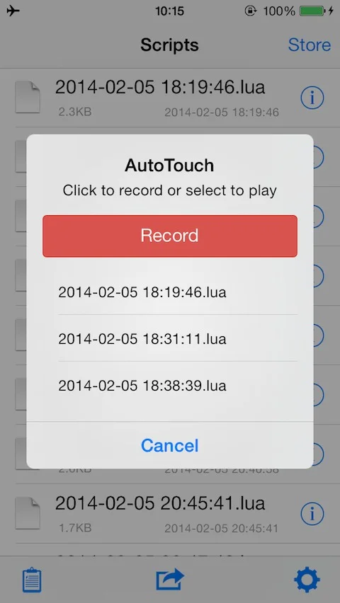 Auto Touch ghi lại các thao tác của người dùng