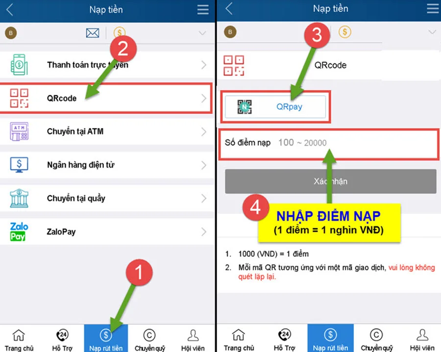 Nạp tiền Kubet qua QR Code